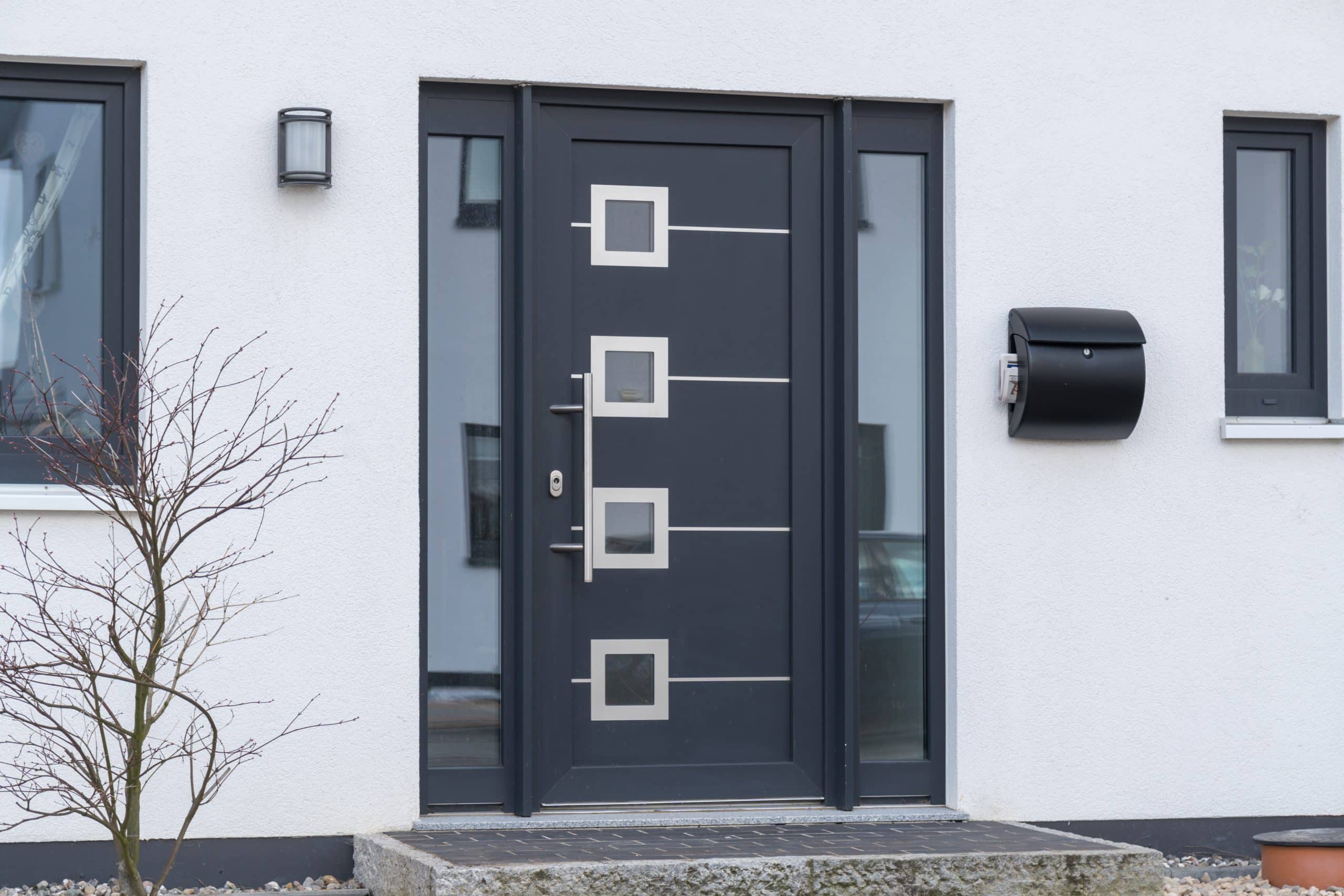 Entrance doors with glass